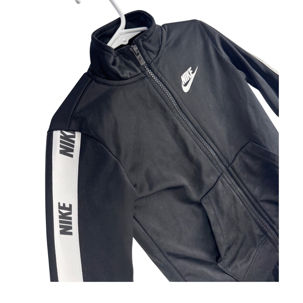 Nike Toddler Boys Black White Logo Tape Tracksuit Jacket Pants Set 4T